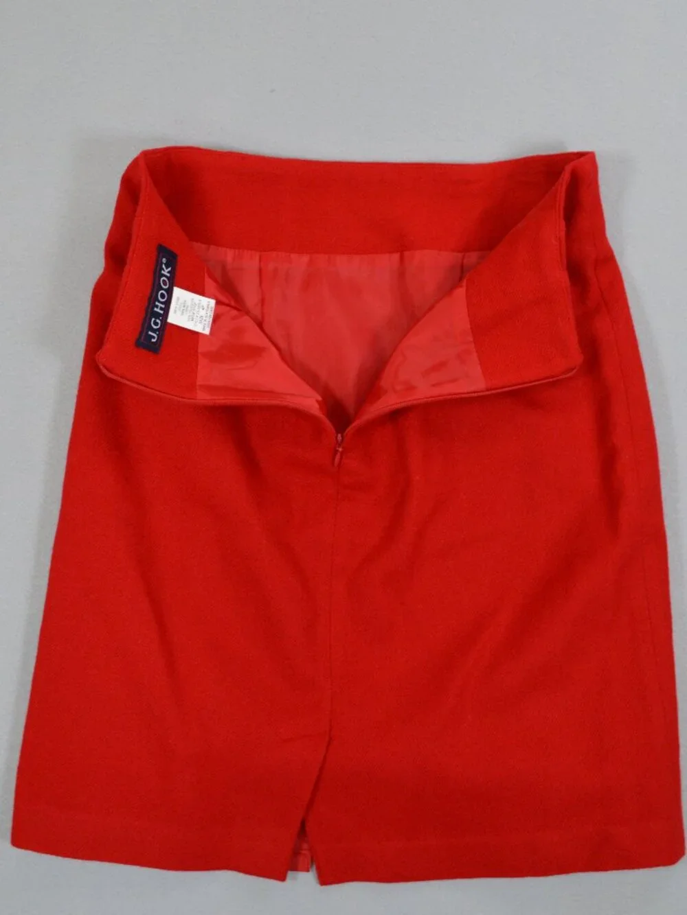 ❤️ J.G. Hook Red Wool Pencil Skirt Petite 4P Classic Work Holiday - Picture 6 of 13